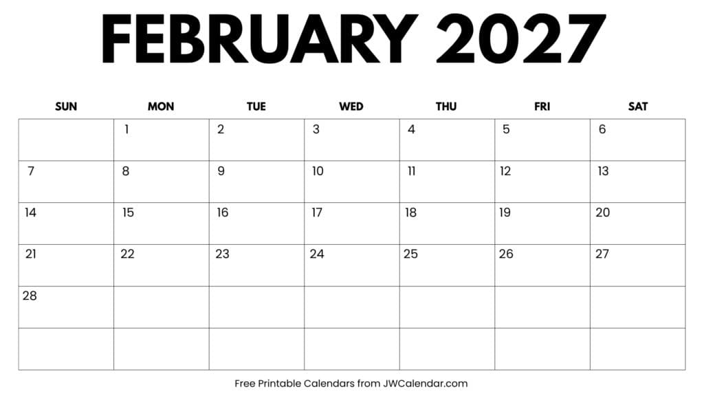 February 2027 Calendar
