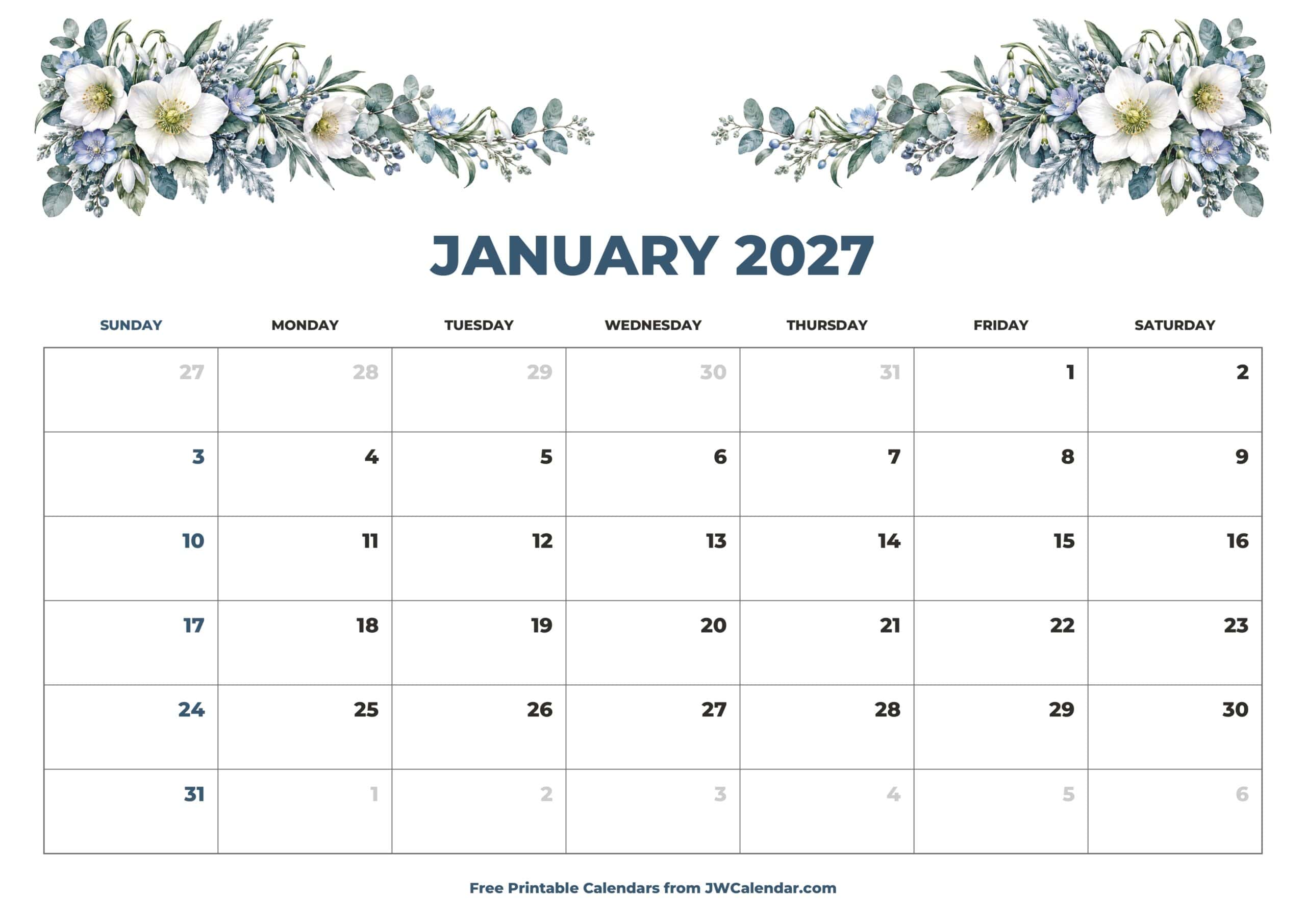January 2027 Floral Calendar January 2027 Floral Calendar scaled