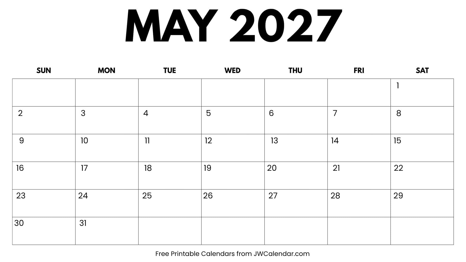 May 2027 Calendar May 2027 Calendar