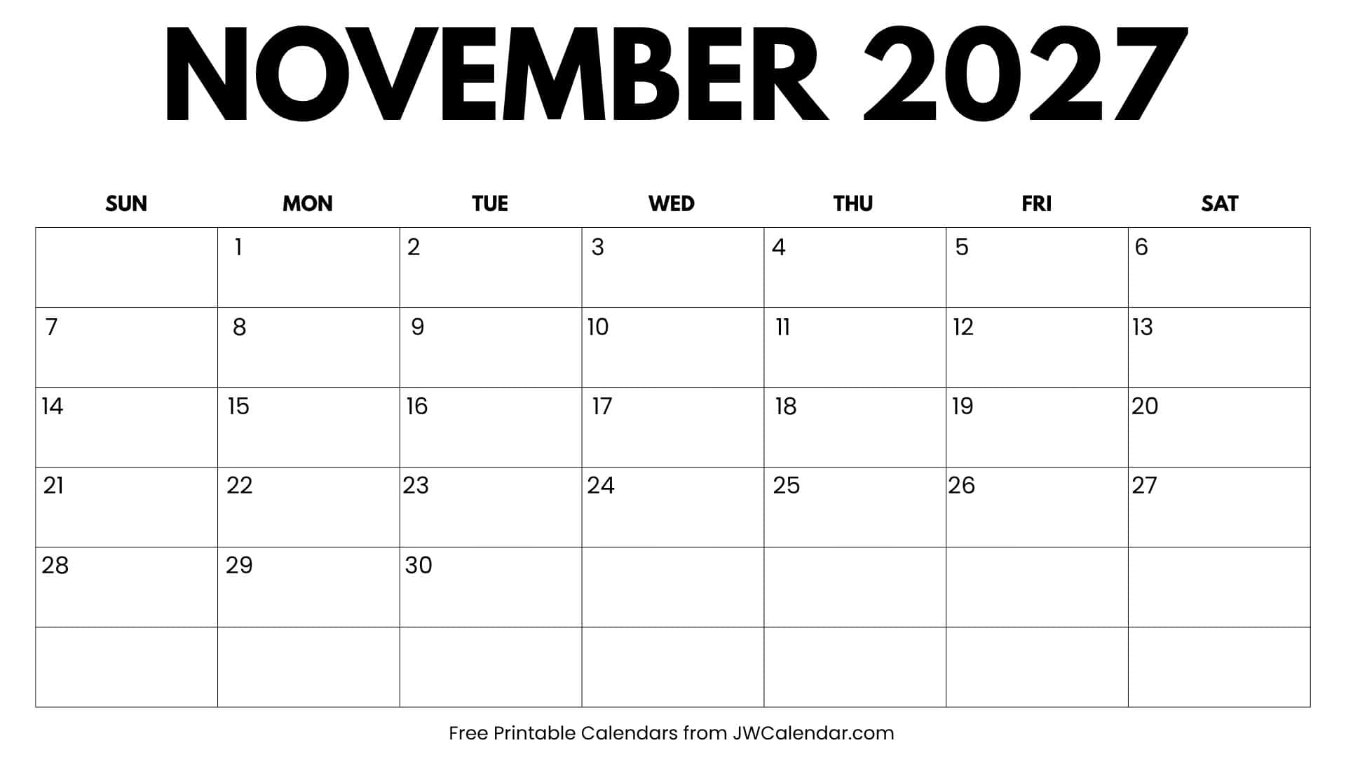 November 2027 Calendar November 2027 Calendar